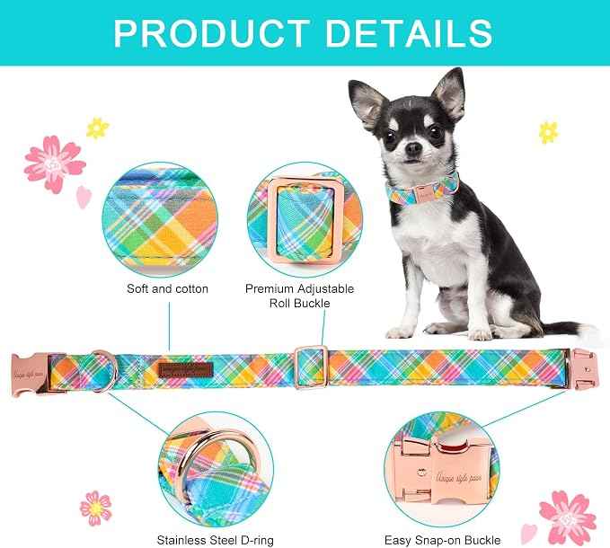 Unique style paws Easter Dog Collar Plastic Buckle Puppy Collar Colorful Plaid