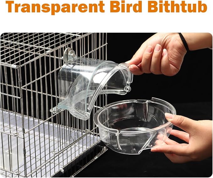 kathson Bird Bath Box for Cage Parakeet Bath Tub Parrot Hanging Bathtub Cube - Image 6