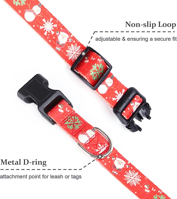 Christmas Dog Collar with Buckle Adjustable Safety Nylon Collars - Image 4