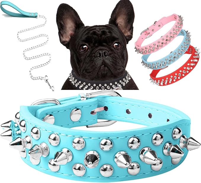 Spiked Dog Collar Soft Pu Leather Mushrooms Rivet Spike Studded Puppy by Unknown