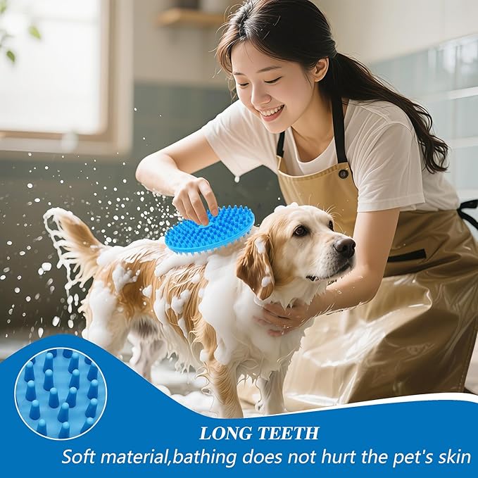 Dog Grooming Brush, Lilpep Pet Shampoo Bath Brush Soothing Massage Rubber Comb - Image 4
