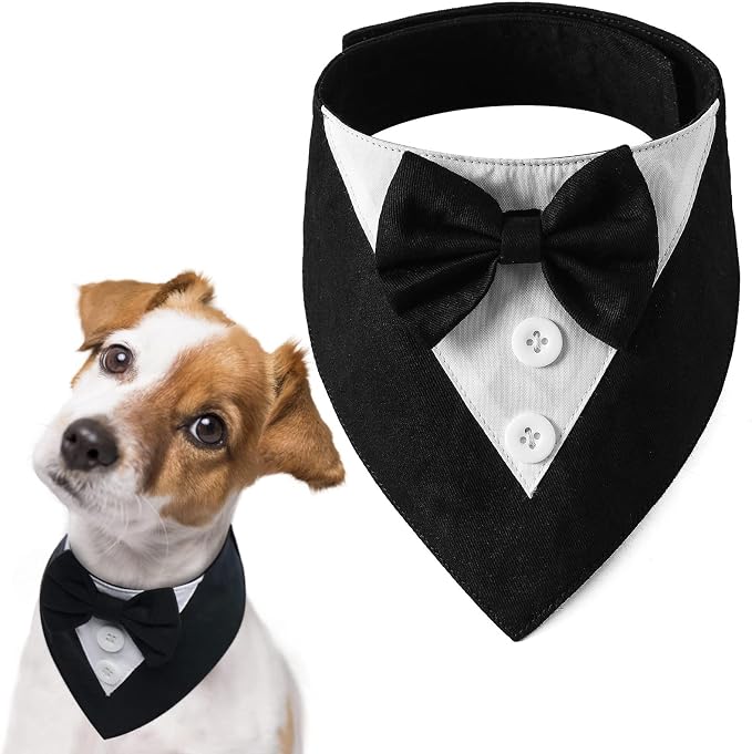 FUAMEY Dog Tuxedo for Medium Dogs, Dog Formal Suit Dogs Attire Pet Bow Tie by FUAMEY