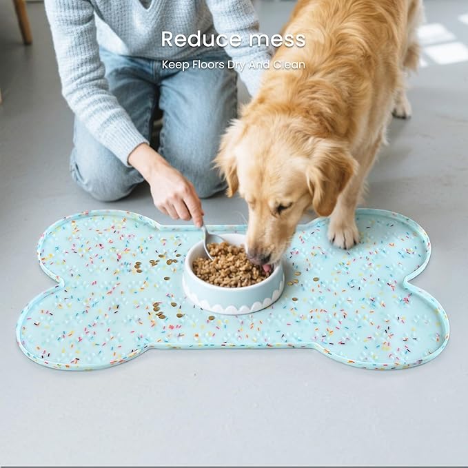 Dog Food Mat Anti-Slip Silicone Dog Bowl Mat Thicker Pet Placemat Waterproof - Image 8