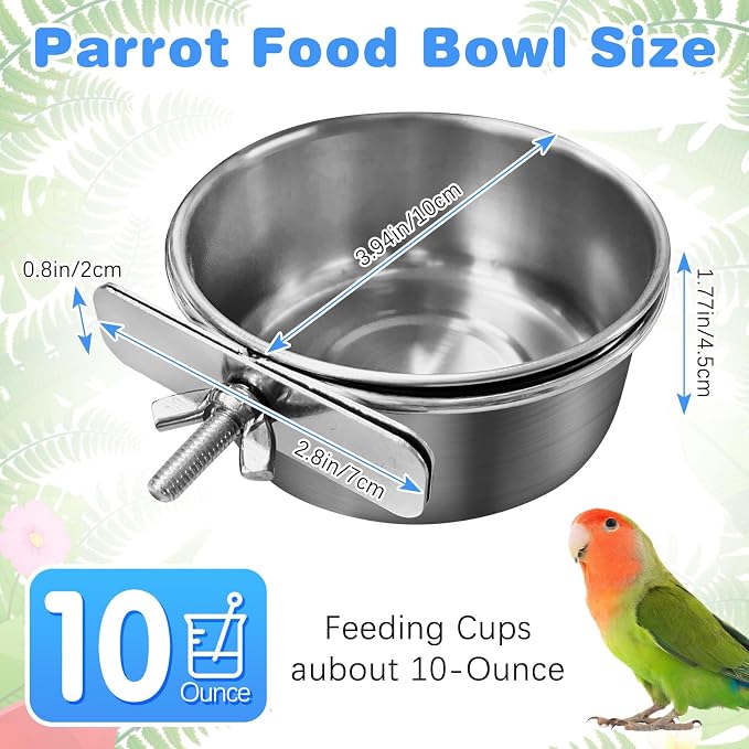 Tfwadmx Bird Feeding Dish Cups Parrot Food Bowl Clamp Holder Coop Cup - Image 2