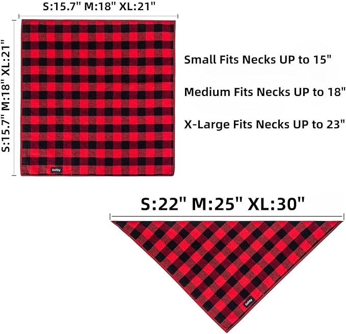 Buffalo Plaid Dog Bandanas Fall Christmas Classic 6PCS Dog Gifts Red Blue Green - Image 2