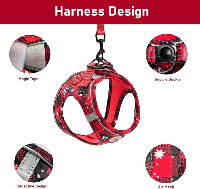 Hipubby Christmas Dog Harness and Leash Set, No Pull Soft Mesh Puppy Harness - Image 3