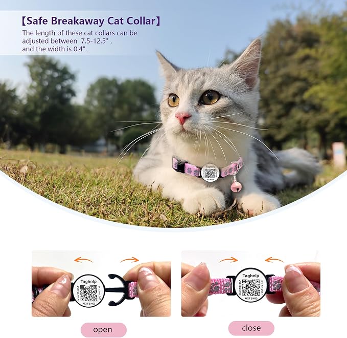 Collar with QR Code, Reflective Cat Collar with Name Tag, Personalized - Image 2