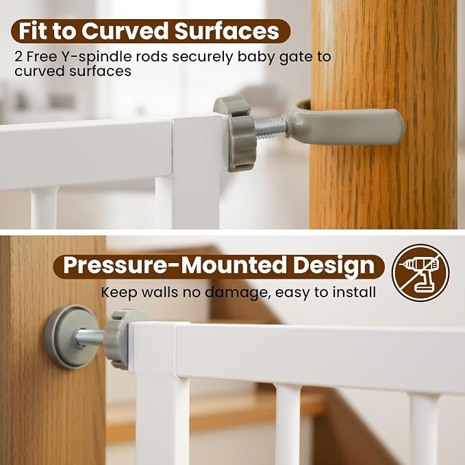 29.7-46" Extra Wide Baby Gate for Stairs, Pressure Mounted Dog Gate Indoor for - Image 8