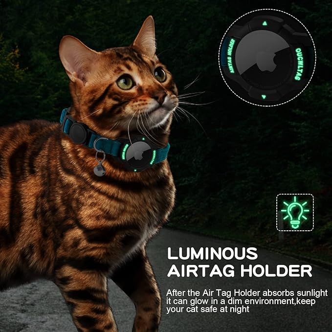 Luminous AirTag Cat Collar Breakaway, OUCWLTAG GPS Cat Collar - Image 4