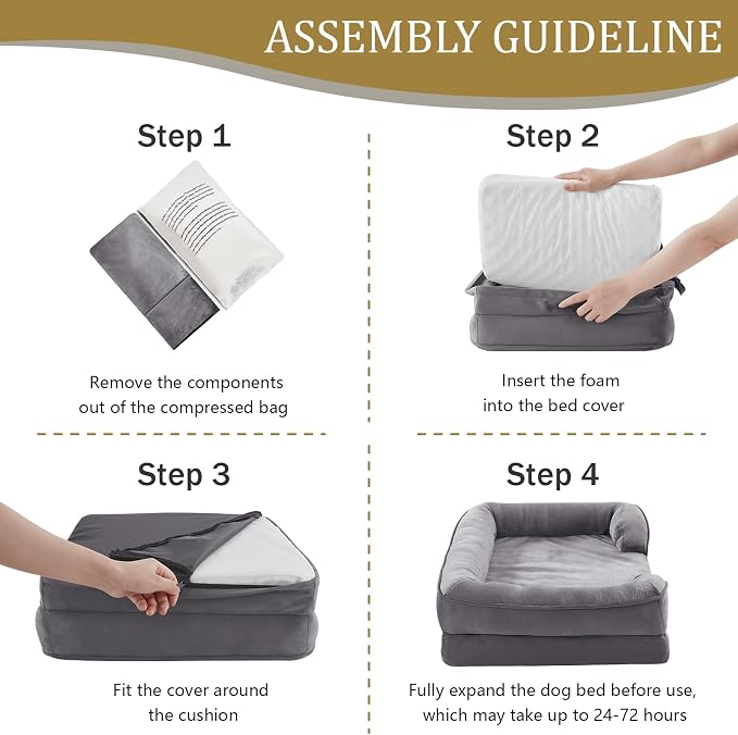 Bedfolks Orthopedic Dog Bed Extra Small, Waterproof Dog Sofa Bed - Image 6