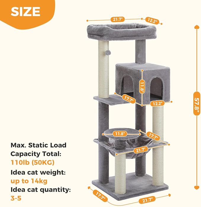 Large Cat Tree with Reinforced Scratching Posts - Image 7