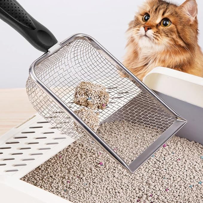 Metal Cat Litter Scoop, Sturdy Litter Cleaner Corner Shovel, Stainless Steel - Image 3