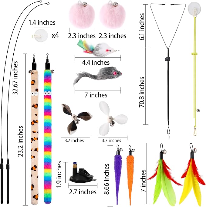 Soarer 4-in-1 Interactive Cat Feather Toys, Enhanced Suction Cup Cats Wand Toy - Image 5