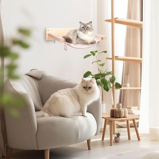 JSPYFITS Wooden Cat Wall Hammock, 18.9 x 12.6 Inch Double Layer Cat Furniture - Image 9