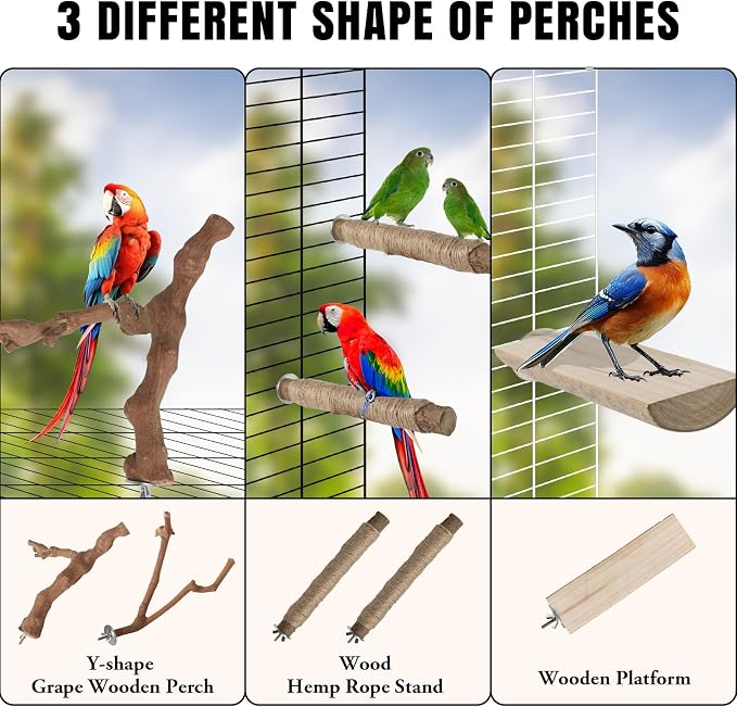 REHALY Large Bird Perch Stand, Paw Grinding Forks, Stand & Toys - Image 4