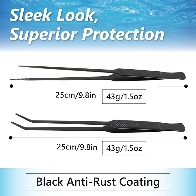 Long Tweezers for Aquascaping, 2 Pack 25cm / 9.8in Fine Tip 1mm – Tools for - Image 3