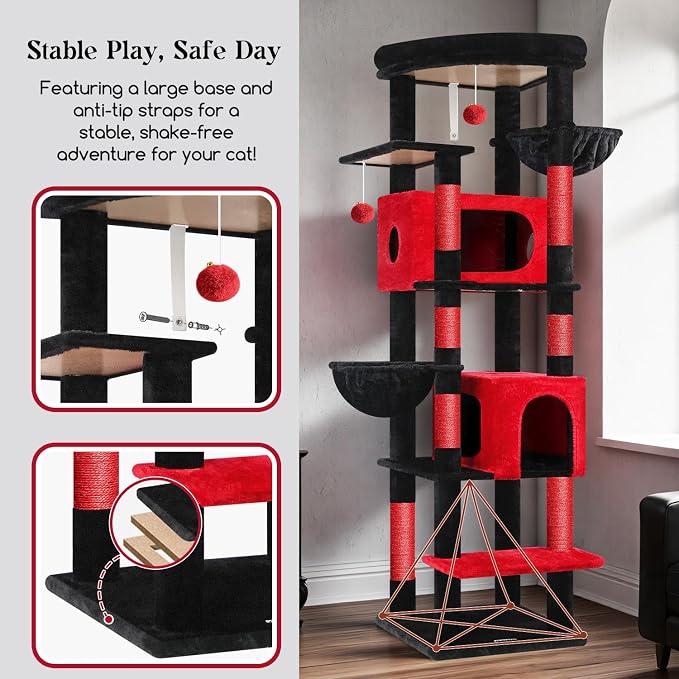 Globlazer Gothic Heavy Duty Cat Tree, 74in Sturdy Goth Cat Tower - Image 5