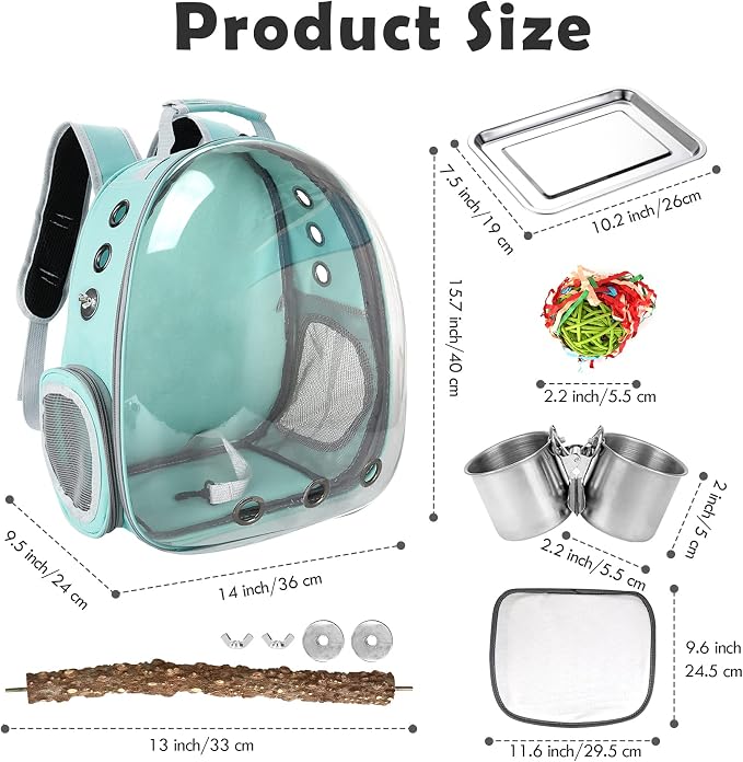 Bird Backpack Carrier with Perch, Portable Wild Bird Travel Cage Bag, Parrot - Image 5