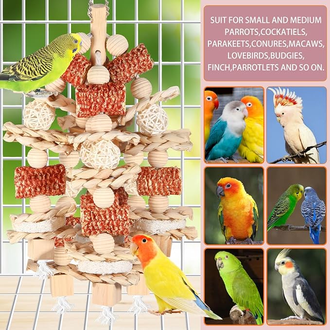 Bird Toys - Natural Corn Cob and Loofah Slices - Image 3