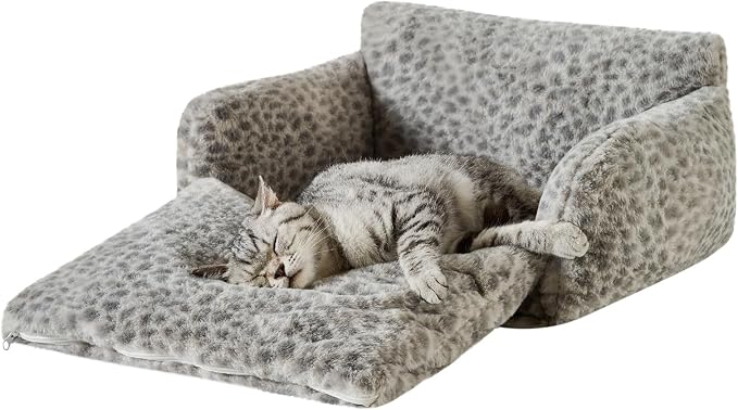 Hollypet Cat Bed Fluffy Plush Mutifuctional Double-Layer Soft Pet Couch - Image 2