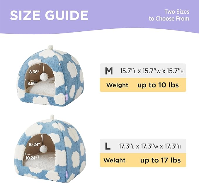 Lesure Cute Cat Beds for Indoor Cats - 2 in 1 Large Cat Cave Bed for Puppy and - Image 4