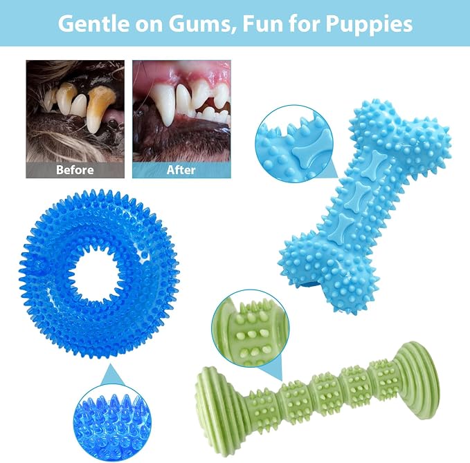 3-Pack Puppy Chew Toys for Teething Relief – Soft & Durable Rubber Toys for - Image 3