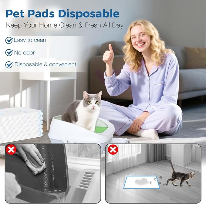 Cat Pads Refills 16.9 x 11.4 inches 100 Count Super Absorbent Pee Pads - Image 4