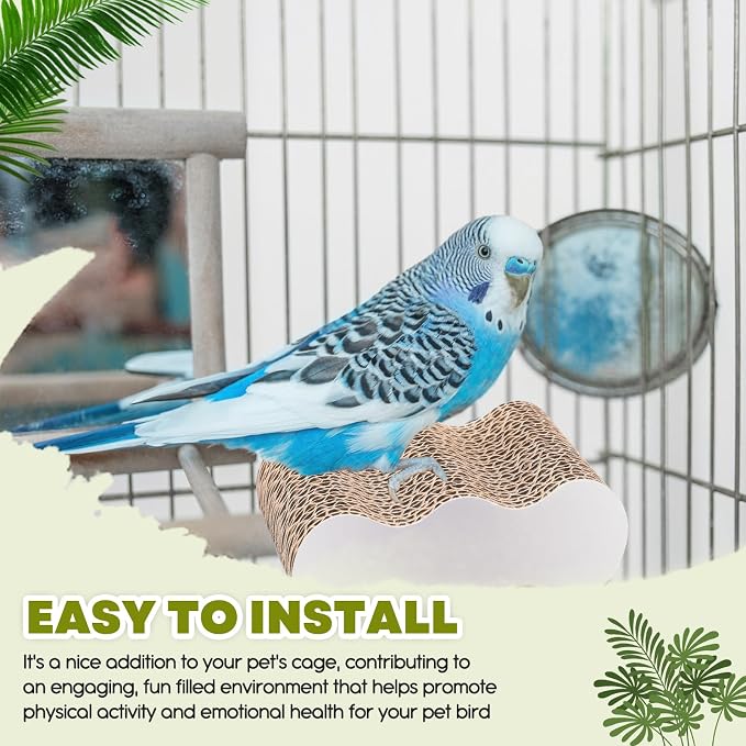 2-Piece Bird Platforms for Macaws, Small Parakeets, Budgies; Brown Corrugated - Image 6