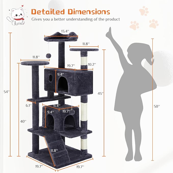 Sweetcrispy 54-Inch Cat Tree Tower – Multi-Level - Image 4