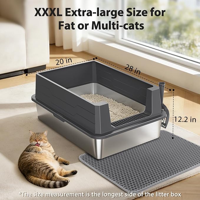 FURTIME XXXL Extra Large Stainless Steel Litter Box - Image 4