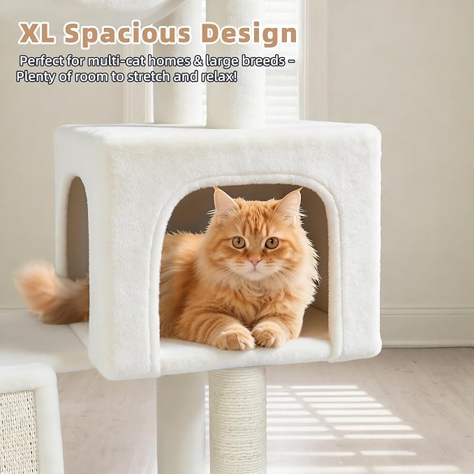 Cat Tree with Cat Condo and Two Hammocks, Cat Tree with Scratching Posts and - Image 6
