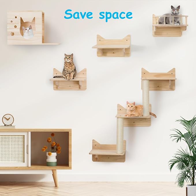 9-Piece Cat Wall Shelves and Perches - Image 6
