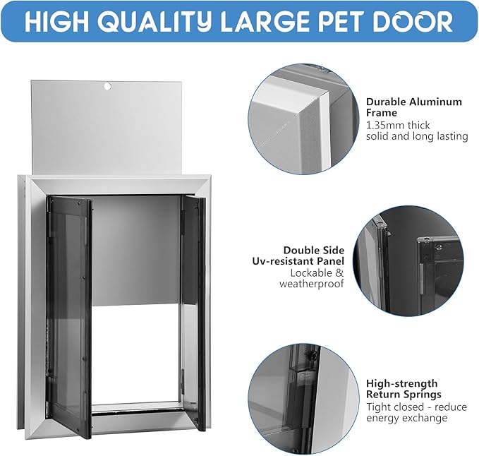 Large Dog Door, Weatherproof Aluminum Dog Door - Image 4