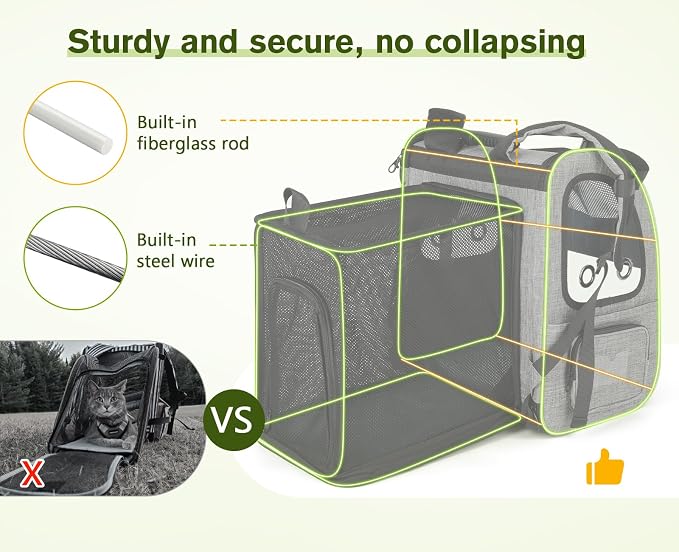 Pecute Pet Carrier Backpack, Cat Backpack Carrier, Expandable - Image 4