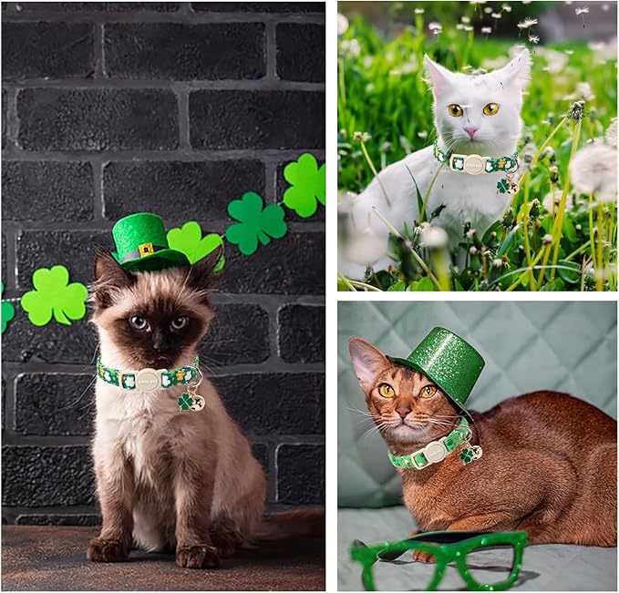 ARING PET 2 Pack St. Patrick's Day Cat Collars-Cute Green Clovers Cat Collar - Image 4