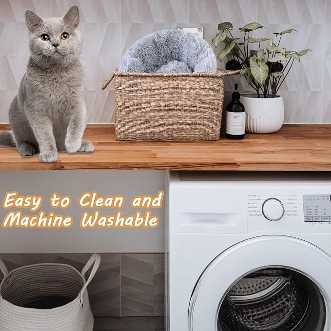 Dog Bed for Small Medium Large Dogs Cats, 20 inch Calming Washable-Round Cozy - Image 3