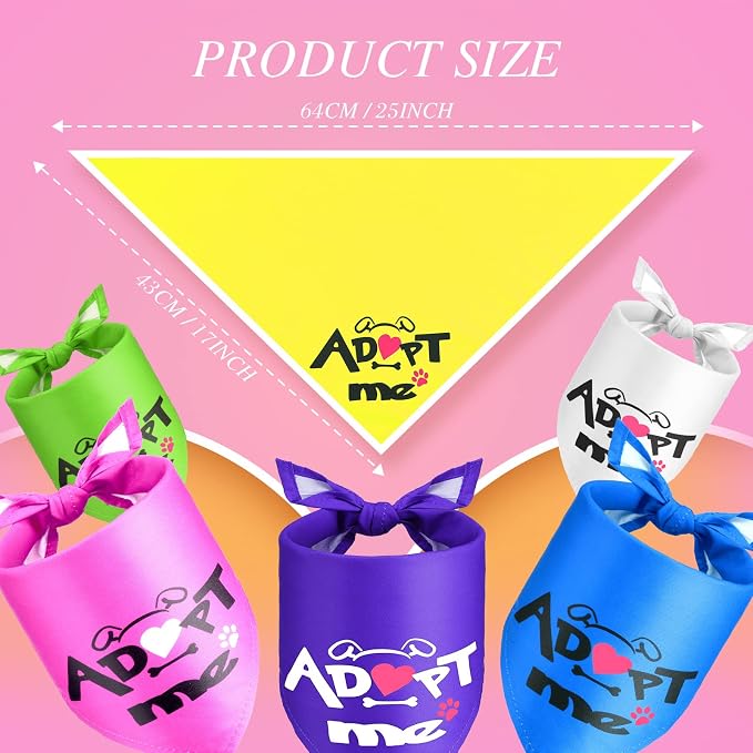 20 Pack Adopt Me Dog Bandanas Plain Adopt Me Triangle Dog Bandana Reversible - Image 5