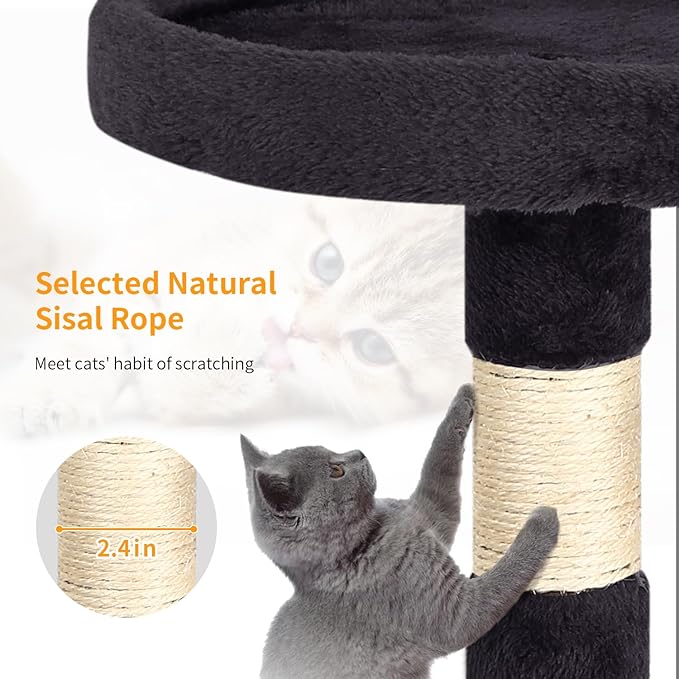 BestPet | 36" Cat Tree Tower | Dark Gray | Sturdy Multi-Level Cat Tree - Image 3