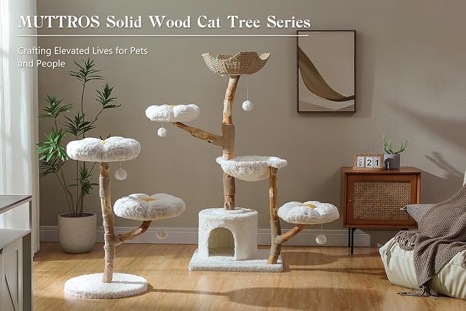 Wood Flower Cat Tree, Modern Cat Tower - Image 2