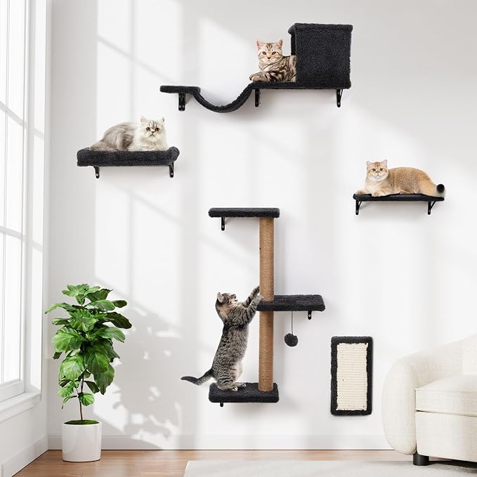 5-in-1 Cat Wall Shelves, Perch & Lounge by ZLAFM