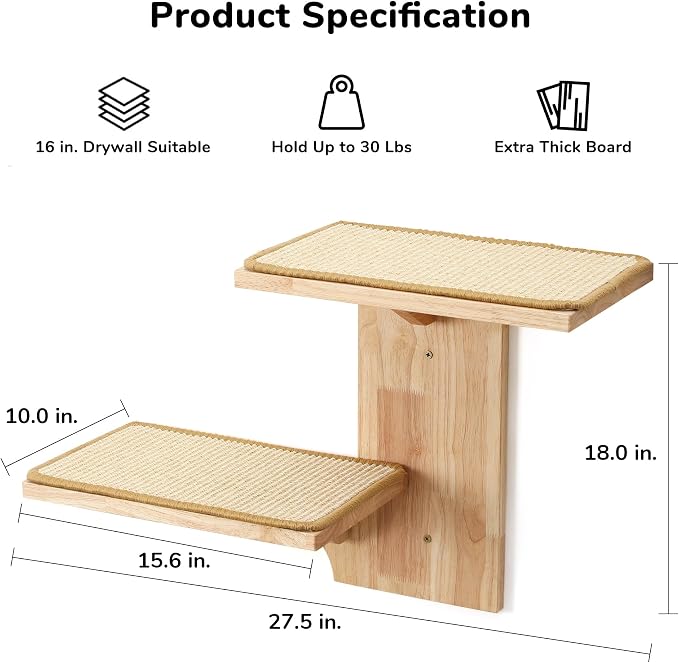 FUKUMARU Cat Wall Shelves, 2 Platform Kitten Wall Furniture, Tree Shape - Image 4