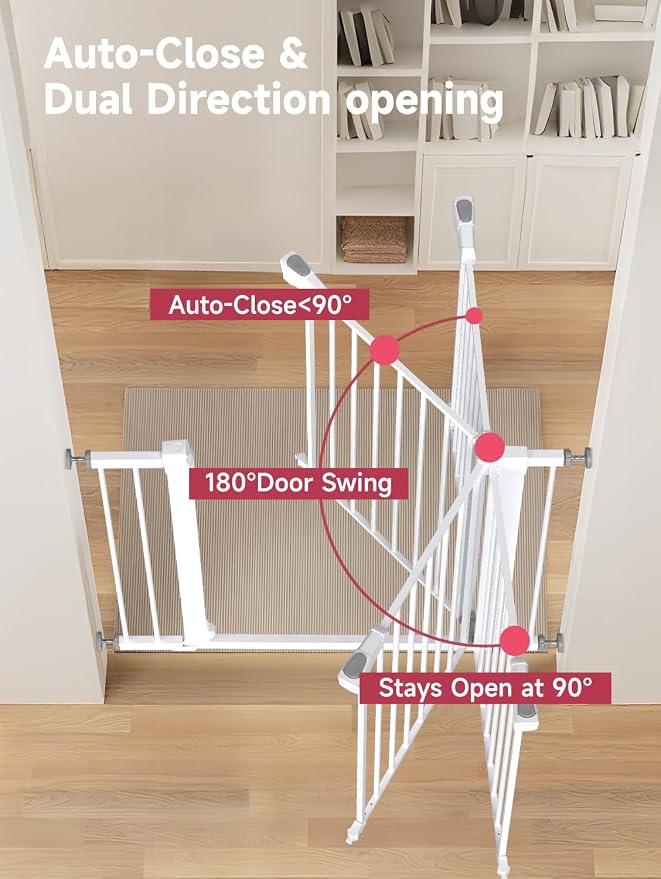 Baby Gate for Stairs, 29.5-40.5" Dog Gate for Doorways, Walk Thru Auto Close - Image 3