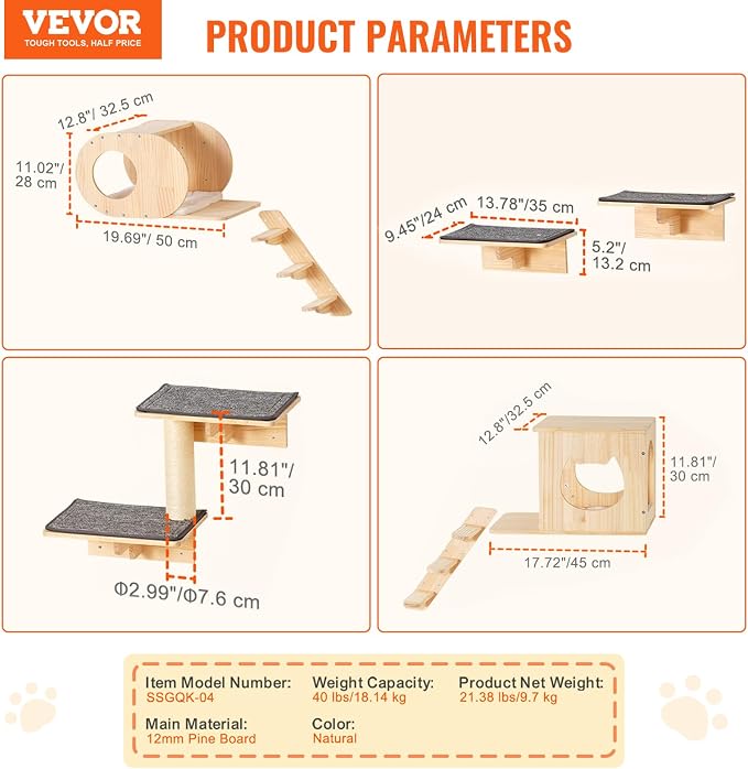 VEVOR Wall Mounted Cat Shelves and Perches - Image 8