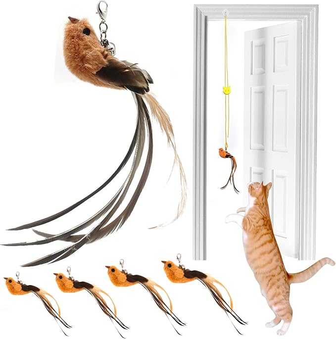 4 Bird Cat Wand Toy Refill for Indoor Cats, Interactive Birds Simulation Set - Image 4