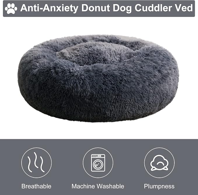 WNPETHOME Calming Dog Bed & Cat Bed, Anti-Anxiety Donut Small Dog Beds - Image 5
