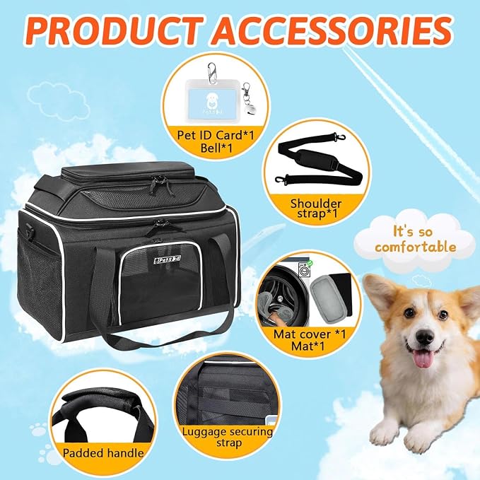Petskd Top-Expandable Pet Carrier 17x12x8.5 Inches JetBlue Allegiant Spirit - Image 7