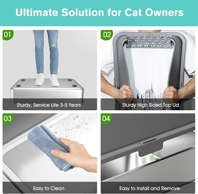2PACK Stainless Steel Cat Litter Box - Image 5