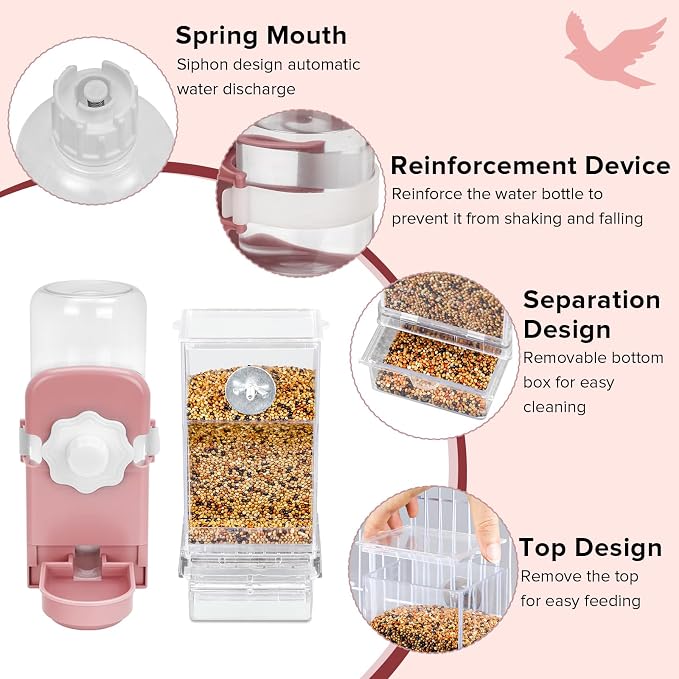 No Mess Bird Feeder Water Dispenser Set, Parakeet Cage Accessories, Bird Feeder - Image 7