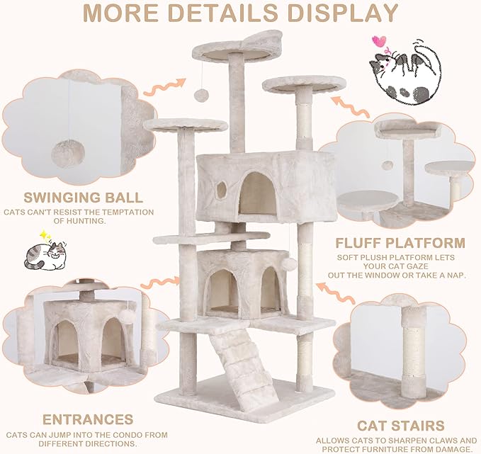 Heavy Duty Cat Tree Tower, Cat Condo, Hanging Ball - Image 4