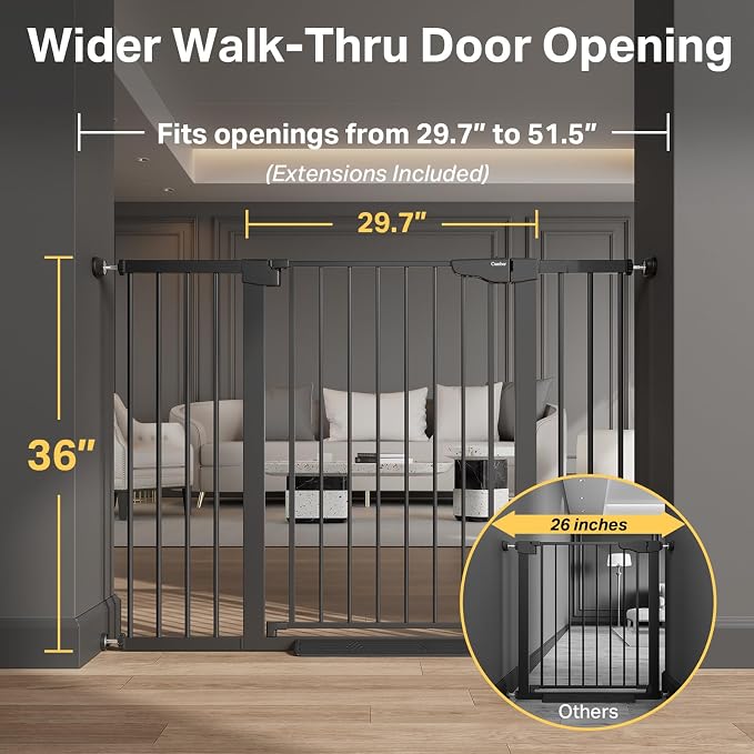 Cumbor 36" Extra Tall 29.7"-51.5" Baby Gate - Image 3